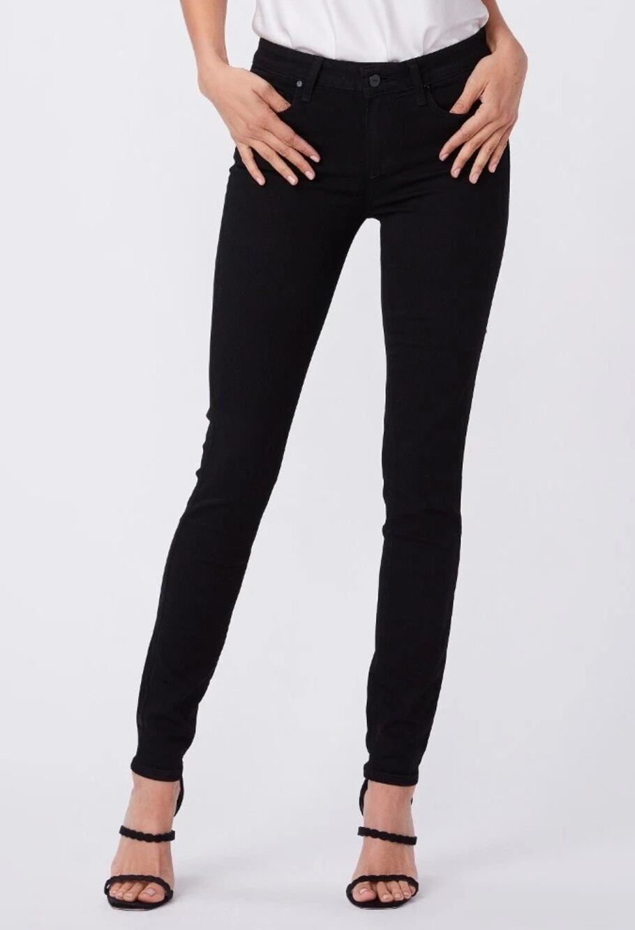 PAIGE‎ Skyline Skinny Jeans Black Stretch Rayon Blend Denim Pants Womens 27 $219